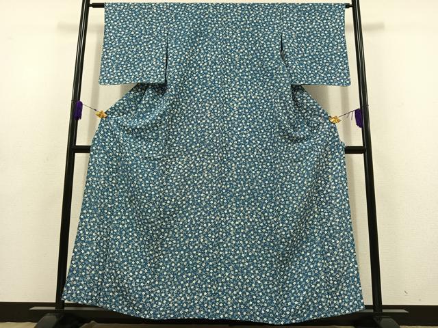 平和屋着物▽上質な小紋　単衣　草花文　正絹　逸品　AABD6997jh_1