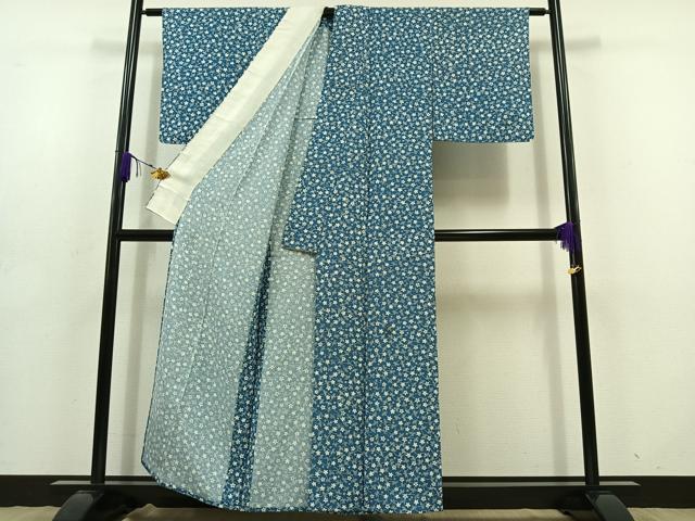 平和屋着物▽上質な小紋　単衣　草花文　正絹　逸品　AABD6997jh_2