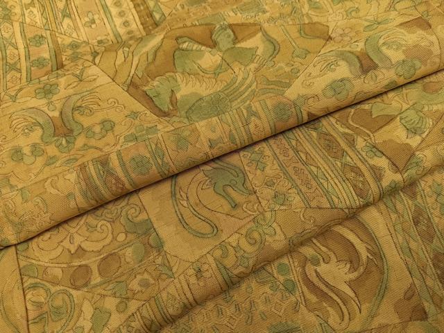 平和屋着物●上質な小紋　紬地　更紗文　正絹　逸品　AABD7005ph