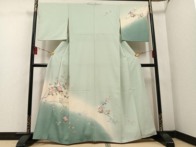 平和屋着物●訪問着　友禅　枝花文　暈し染め　正絹　逸品　AABD7014ph