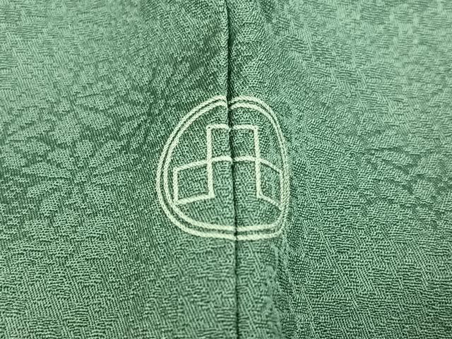 平和屋着物○上質な色無地 花地紋 老竹色 正絹 逸品 AABD7025ph