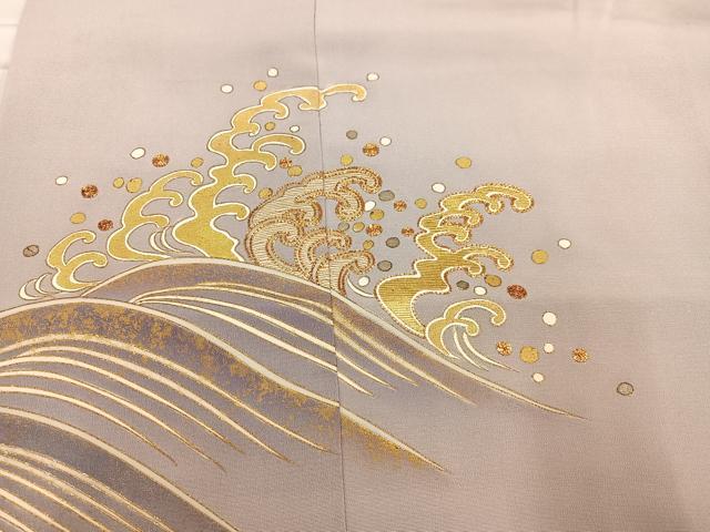 平和屋着物●創業460年・千總　色留袖　駒刺繍　竹屋町刺繍　立波文　金彩　正絹　逸品　AABH4562ck 平和屋着物○創業460年・千總 色留袖 駒刺繍 竹屋町刺繍 立波文 金彩