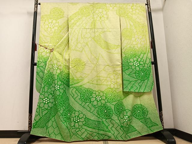 平和屋着物●豪華振袖　総絞り　吉祥花文　正絹　逸品　AABD7067ph