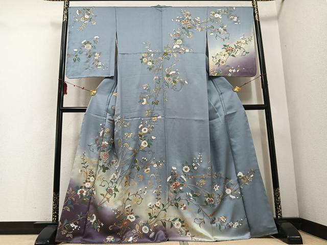 平和屋着物●訪問着　更紗文　暈し染め　金彩　正絹　逸品　未使用　AABD7073ph