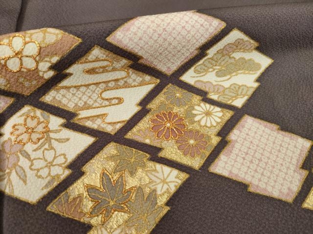 平和屋着物○訪問着 駒刺繍 松皮菱花文 金彩 ますいわ