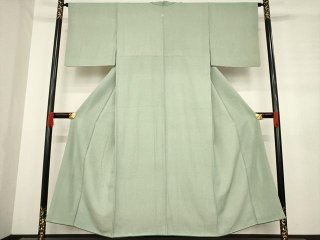 平和屋着物●江戸小紋　万筋　白×老竹色　正絹　逸品　AABD7431ck