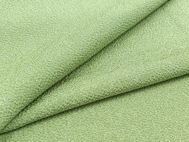 平和屋着物▽色無地　単衣　錆青磁色　鬼しぼ縮緬　洗える着物　AABD7517jh