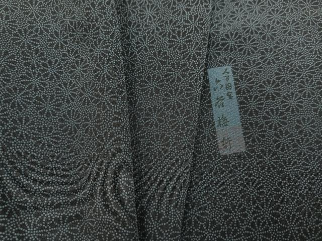 平和屋着物●人間国宝　初代 六谷梅軒(六谷紀久男)錐彫り　重要無形文化　財伊勢型紙　江戸小紋　花小紋柄　正絹　逸品　AABD7539ph