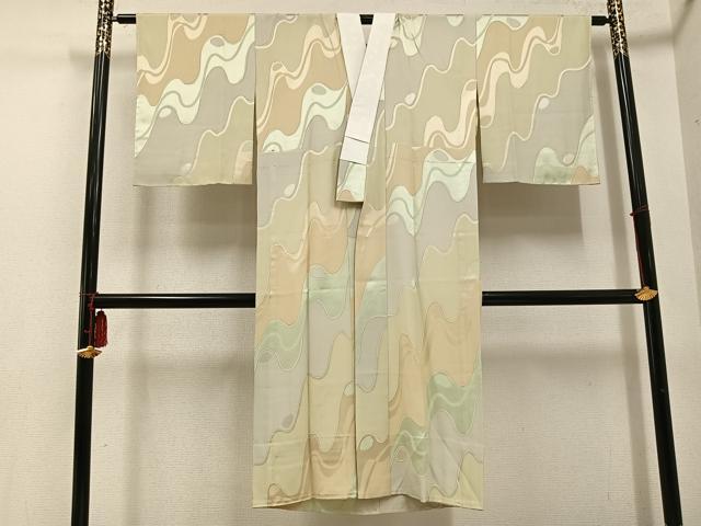 平和屋着物●長襦袢　無双仕立て　流水文　正絹　逸品　未使用　AABD7542ph