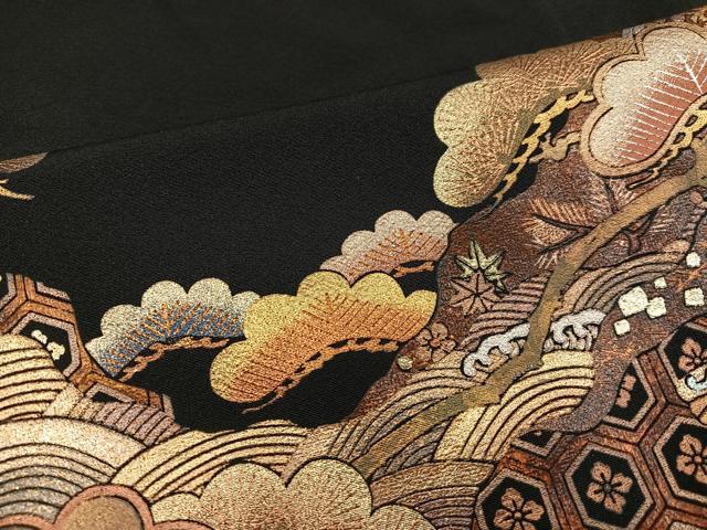 平和屋着物○金彩友禅 卓越技能者・名工・和田光正 黒留袖 檜扇