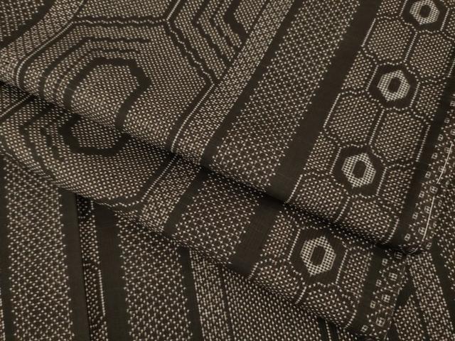 平和屋着物●本場大島紬　一元絣　亀甲間道　正絹　逸品　AABD7638ck