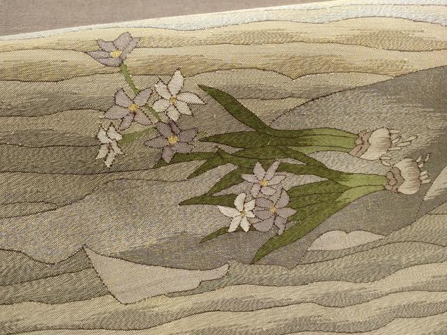 平和屋着物＊夏物　太鼓柄袋帯　草花文　金糸　正絹　逸品　AABD7971wj 平和屋着物＊夏物 太鼓柄袋帯 草花文 金糸 正絹 逸品 AABD7971wj
