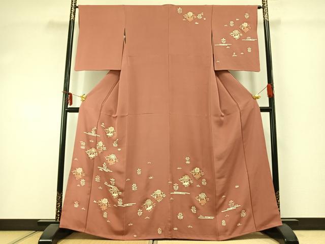 平和屋着物●訪問着　花鳥文　金彩　正絹　逸品　AABD8489fy