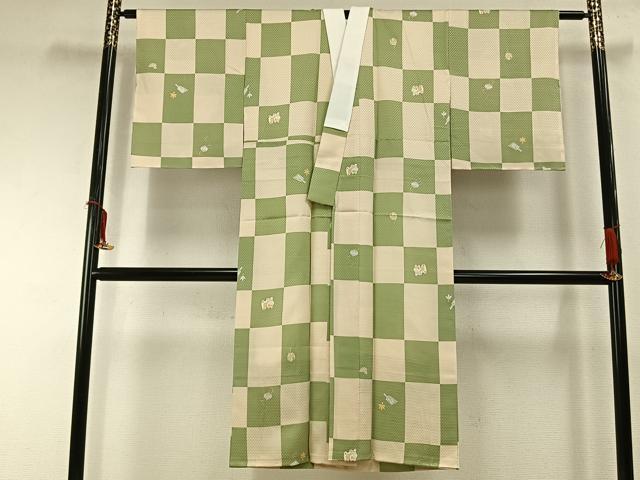 平和屋着物●長襦袢　袷　市松文様　犬張子　正絹　逸品　AABD8493fy