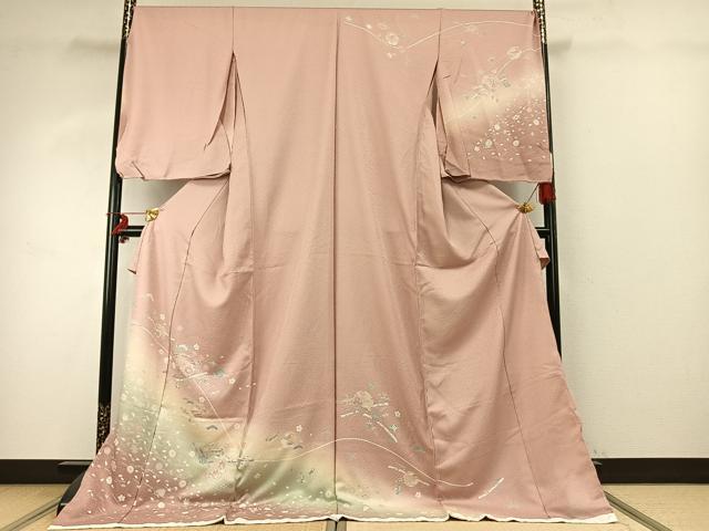 平和屋着物●訪問着　友禅　雪輪花文　暈し染め　仮絵羽　正絹　逸品　未使用　AABD8503fy