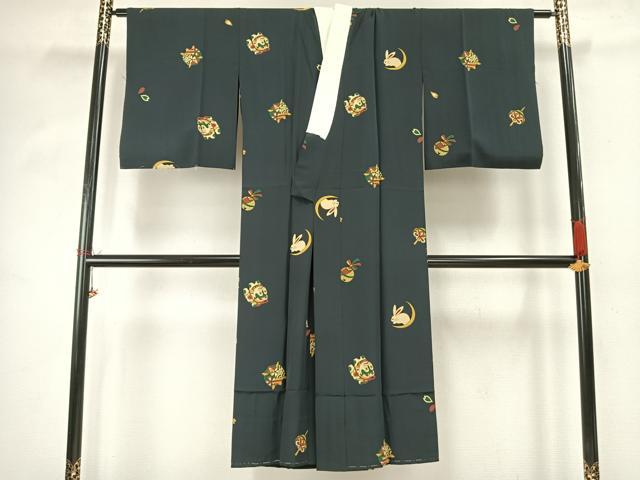 平和屋着物●長襦袢　無双仕立て　兎　犬張子　正絹　逸品　AABD8534fy