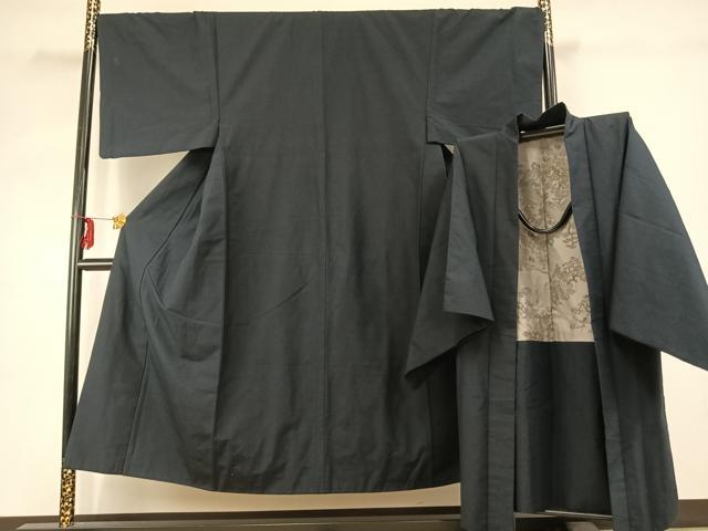 平和屋着物●男性　紬　アンサンブル　褐返色　正絹　逸品　AABD8540fy