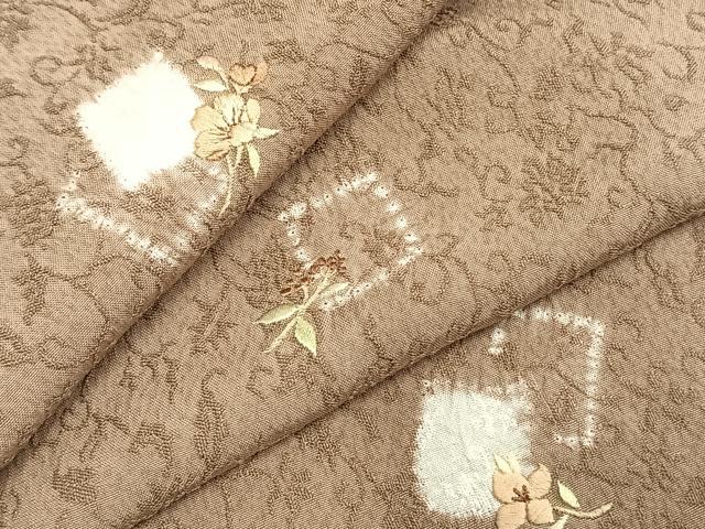 平和屋着物●上質な小紋　絞り　刺繍　色紙重ね花文　正絹　逸品　AABD8554fy