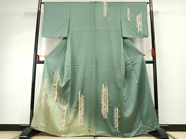 平和屋着物●訪問着　花唐草文　暈し染め　金彩　正絹　逸品　未使用　AABD8556fy