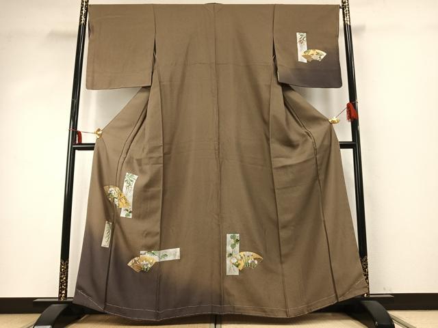 平和屋着物●訪問着　地紙花文　暈し染め　金銀彩　正絹　逸品　AABD8605fy