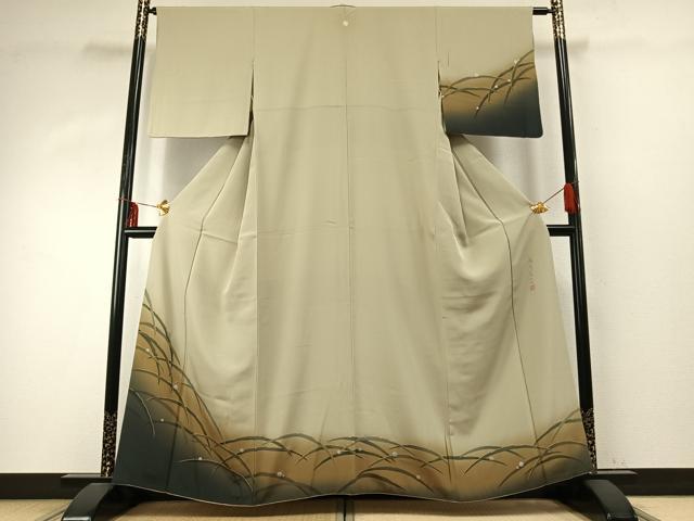 平和屋着物●訪問着　作家物　露芝文　暈し染め　金彩　正絹　逸品　AABD8641fy