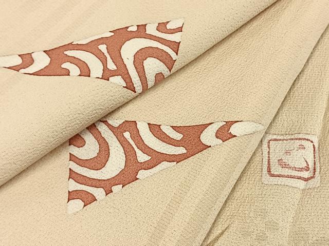 平和屋着物●ろう彩工芸　奥村一心　小紋　散らし文　正絹　逸品　AABD8652fy