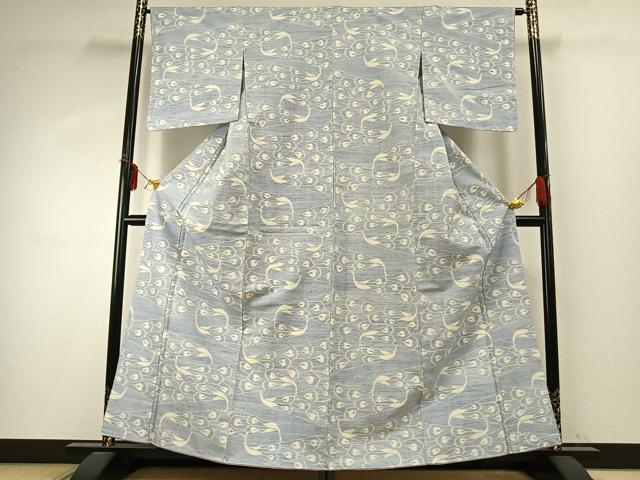 平和屋着物●上質な紬　孔雀文　正絹　逸品　AABD8656fy