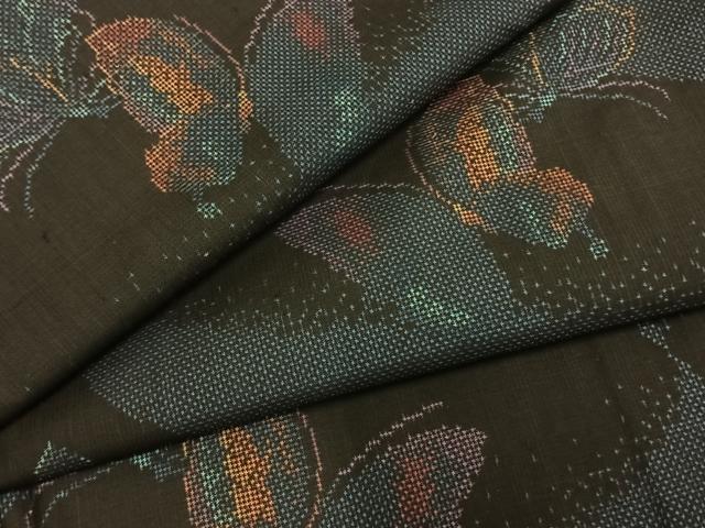 平和屋着物●本場大島紬　一元7マルキ　舞蝶文　伊勢丹扱い　正絹　逸品　AABD8659fy