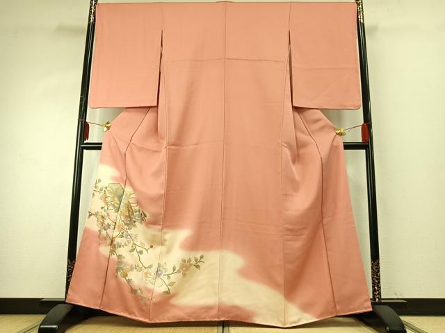 平和屋着物●金彩友禅　卓越技能者・名工・和田光正　訪問着　枝花文　暈し染め　金銀彩　正絹　逸品　AABD8678fy