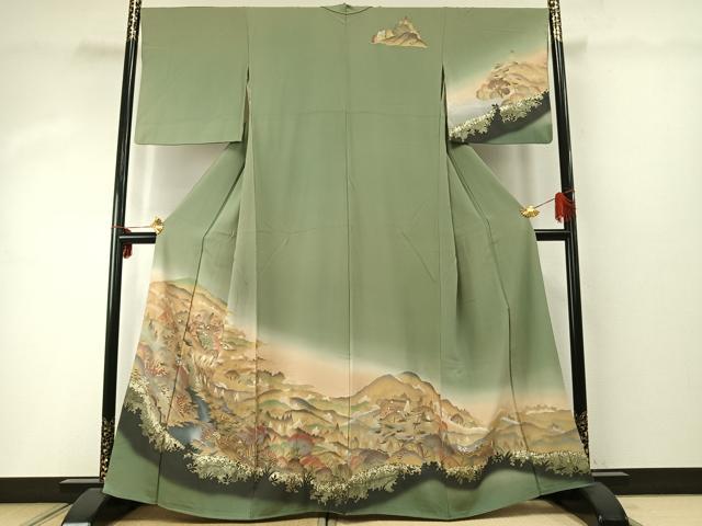 平和屋着物●訪問着　風景文　暈し染め　金彩　正絹　逸品　AABD8692fy