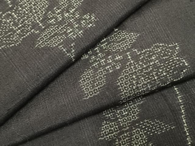 平和屋着物●結城紬　100亀甲　枝花文　正絹　逸品　AABD8721fy