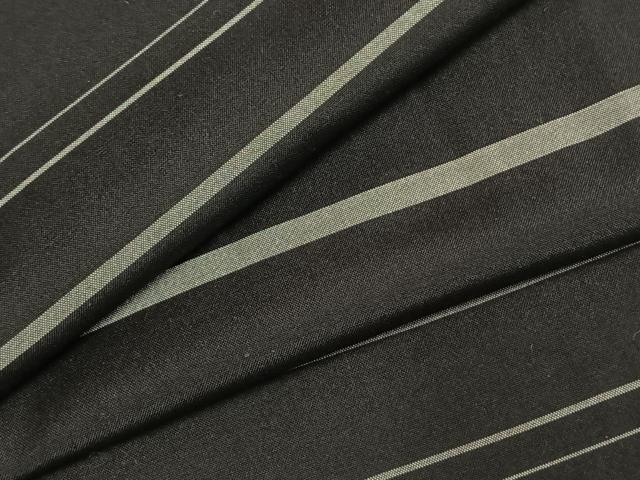 平和屋着物●上質な紬　横段文　黒地　正絹　逸品　AABD8730fy