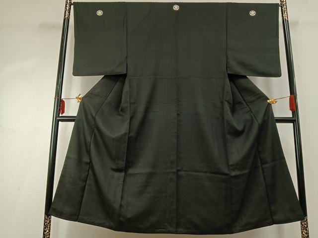 平和屋着物●男性　黒紋付　正絹　逸品　AABD8762fy