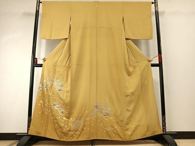 平和屋着物●金彩友禅　卓越技能者・名工・和田光正　訪問着　扇面花文　金銀彩　さが美扱い　正絹　逸品　AABD8763fy