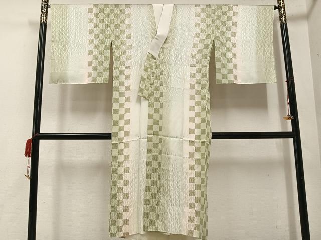 平和屋着物●長襦袢　無双仕立て　市松間道　正絹　逸品　AABD8842ph