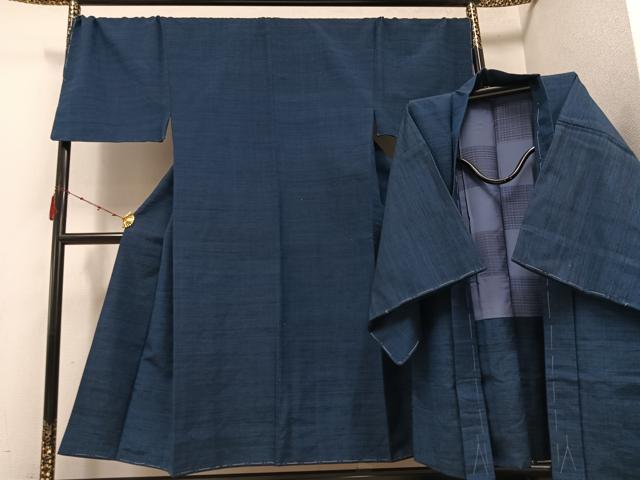 平和屋着物●男性　紬　アンサンブル　色無地　褐返し色　キングサイズ　正絹　逸品　未使用　AABD8857ph