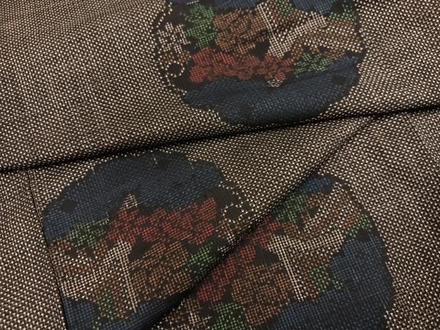 平和屋着物●本場大島紬　一元絣　雪輪花文　正絹　逸品　AABD8873ph