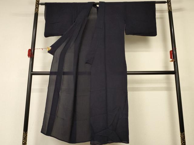 平和屋着物＊夏物　色無地　紗　藍鉄色　正絹　逸品　AABD8895jd_1