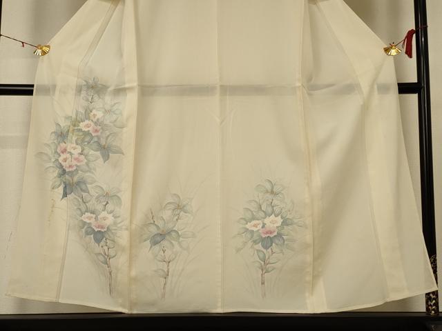 平和屋着物＊夏物　訪問着　絽　手描き　草花文　正絹　逸品　AABD8900jd_2
