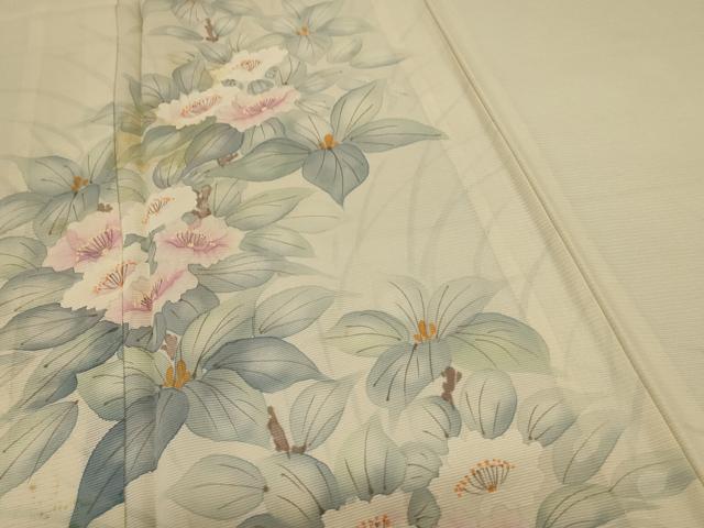 平和屋着物＊夏物　訪問着　絽　手描き　草花文　正絹　逸品　AABD8900jd_3