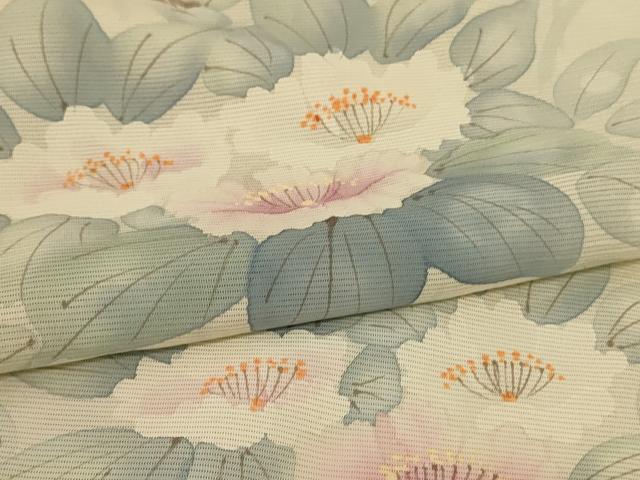 平和屋着物＊夏物　訪問着　絽　手描き　草花文　正絹　逸品　AABD8900jd_4