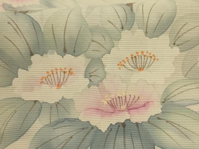 平和屋着物＊夏物　訪問着　絽　手描き　草花文　正絹　逸品　AABD8900jd_5
