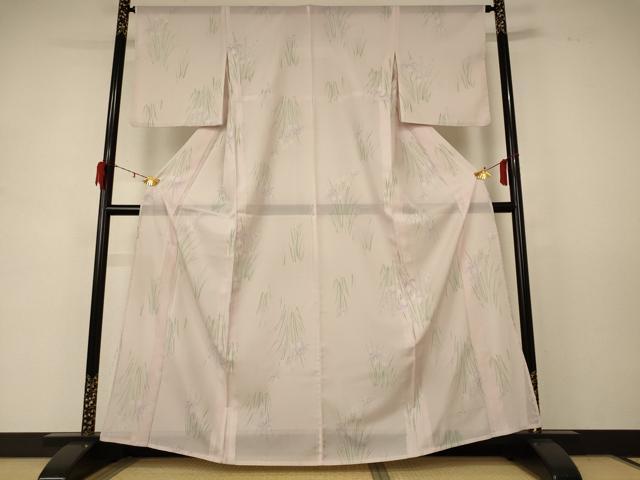 平和屋着物＊夏物　小紋　絽　草花文　洗える着物　AABD8904jd