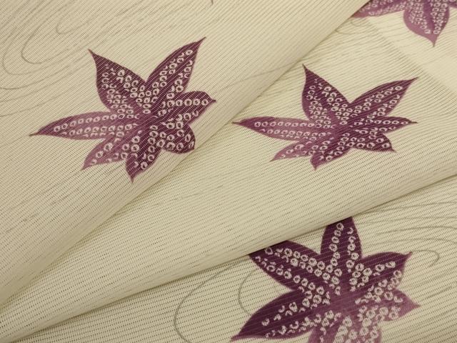 平和屋着物＊夏物　小紋　絽　流水楓文　洗える着物　AABD8938jd