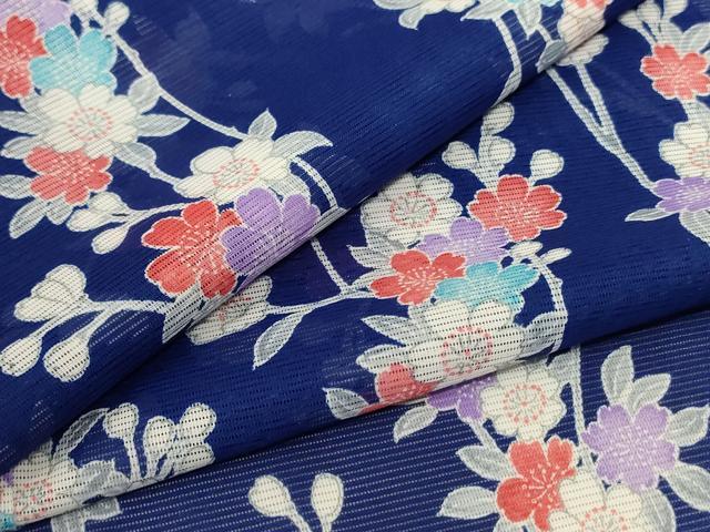 平和屋着物＊夏物　小紋　絽　草花文　洗える着物　未使用　AABD8952jd