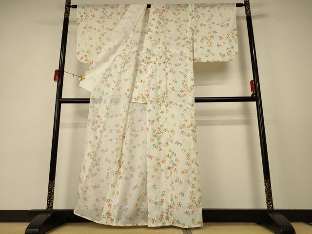 平和屋着物＊夏物　小紋　絽　萩　洗える着物　AABD8955jd_2