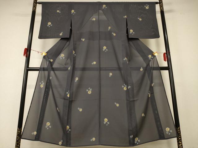 平和屋着物＊夏物　小紋　絽　草花文　正絹　逸品　AABD8969jd_1