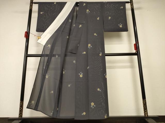 平和屋着物＊夏物　小紋　絽　草花文　正絹　逸品　AABD8969jd_2
