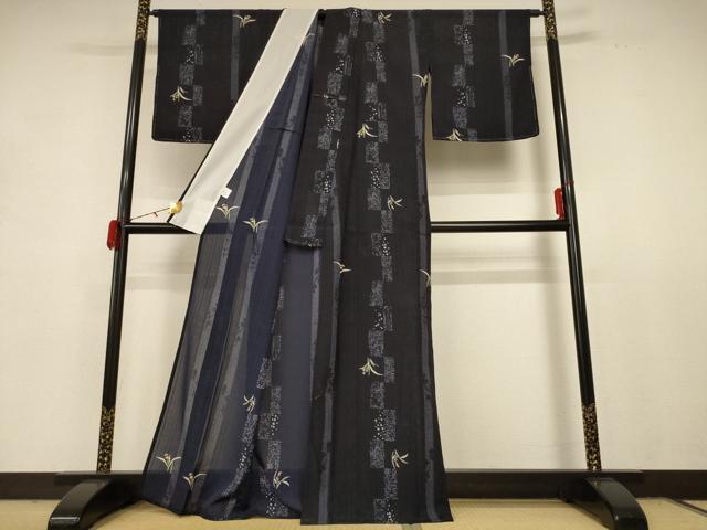 平和屋着物＊夏物　小紋　紗　草花文　洗える着物　未使用　AABD8973jd_2
