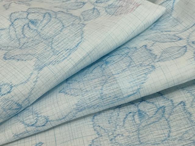 平和屋着物＊夏物　小紋　紗　草花文　AABD8999jd